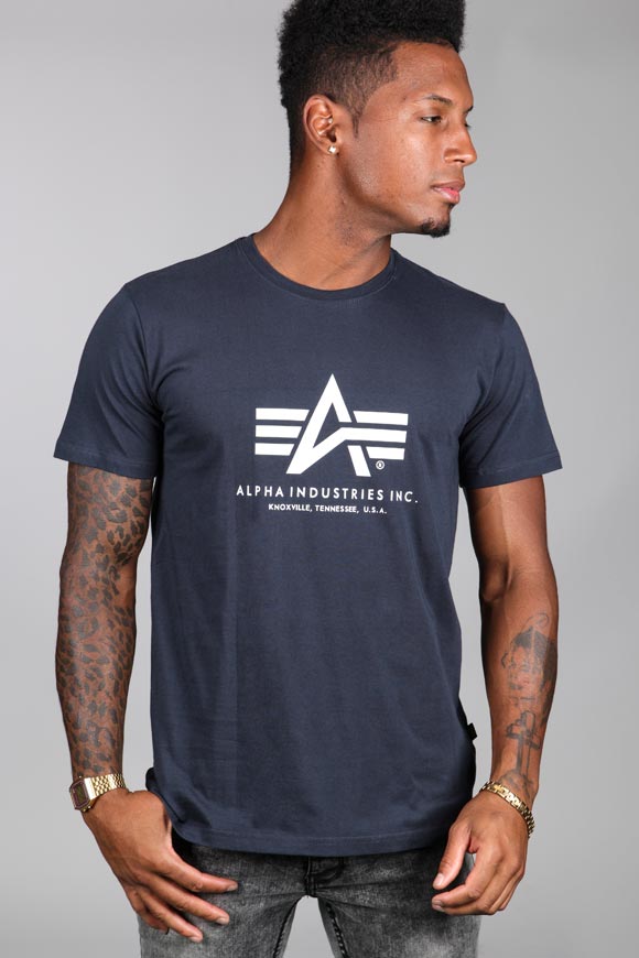 Alpha Industries T-Shirt Navy Blau + Weiss