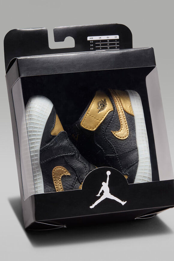 Black and gold baby jordans online