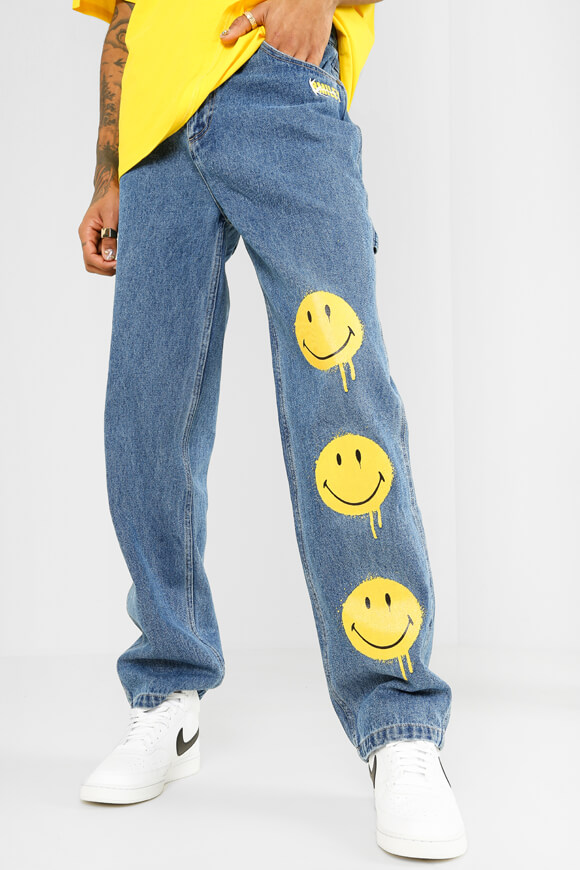 Karl Kani Smiley Small Signature Baggy Jeans Vintage Mid Blue ER9594 Karl Kani Smiley Small Signature Baggy Jeans Vintage Mid Blue ER9594