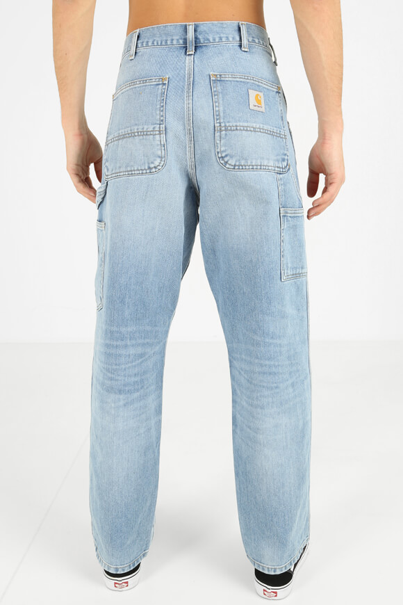 Carhartt WIP Single Knee Relaxed Straight Fit Jeans L32 Hellblau Gewaschen ER10802