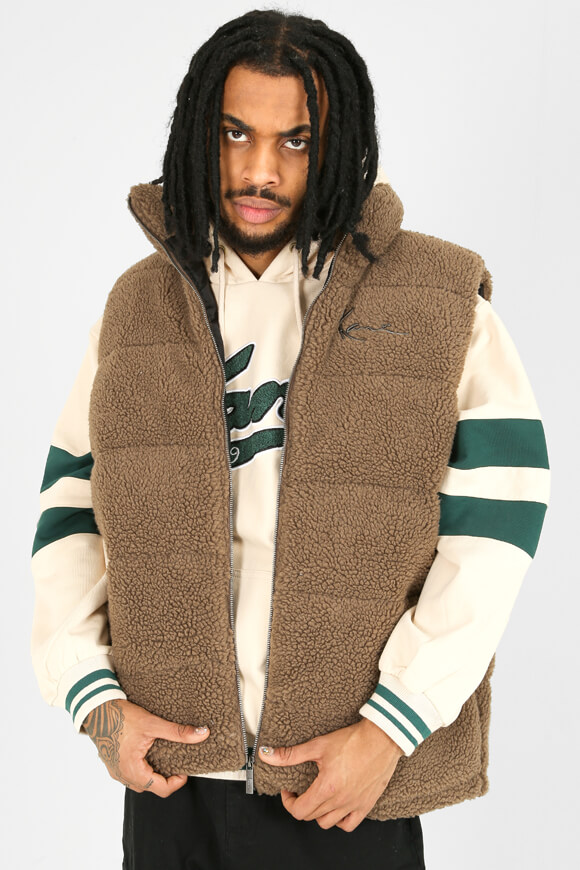 Karl Kani Teddy Puffer Gilet Dunkel Taupe Karl Kani Teddy Puffer Gilet Dunkel Taupe