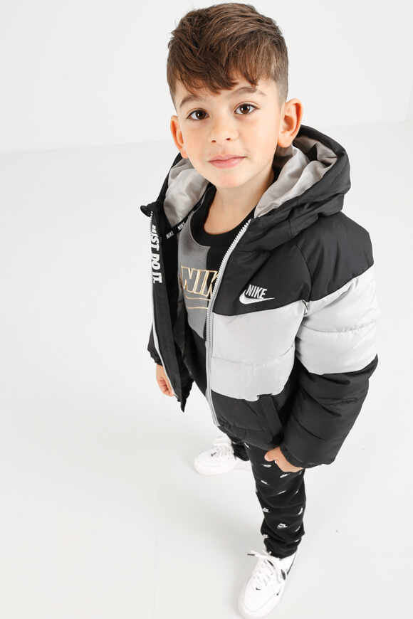 Nike Gesteppte Kids Jacke Black + Light Smoke Grey