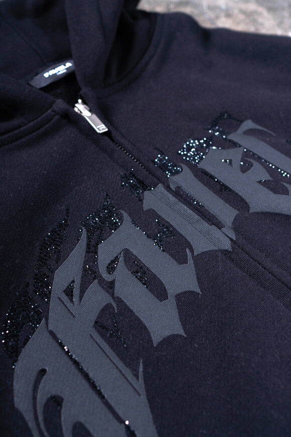 Image sur Aves Rhinestone sweat ample zippé à capuchon