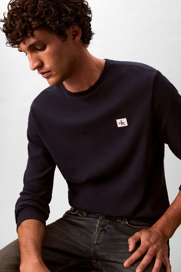 Bild von Langarmshirt mit Waffelstruktur