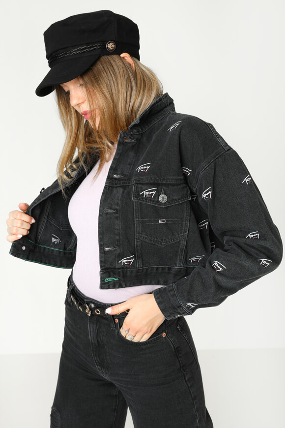 Veste jean noir online courte