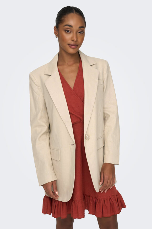 Only Oversize Leinen Blazer Oxford Tan Only Oversize Leinen Blazer Oxford Tan