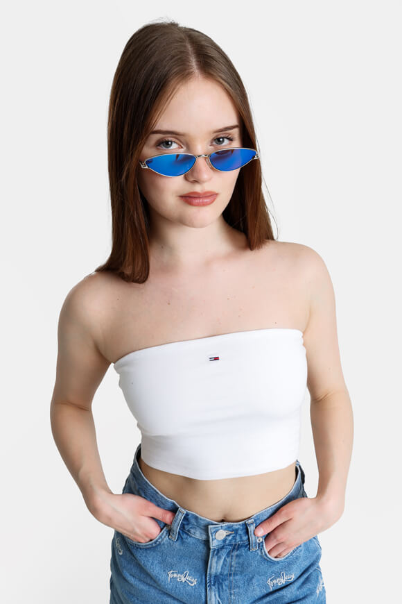 Tommy Jeans Bandeau Crop Top Weiss