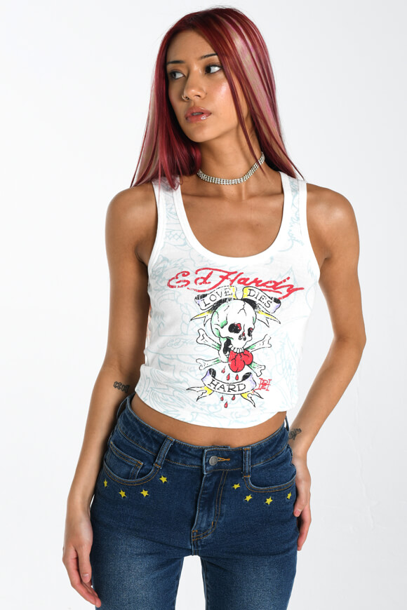 Ed Hardy Crop Top Bright Weiss