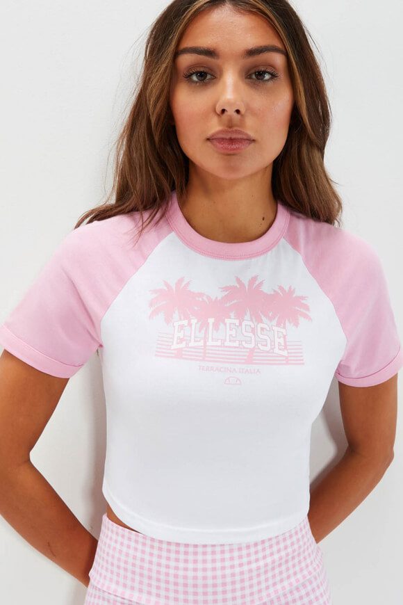 Ellesse Crop T-Shirt Weiss + Pink