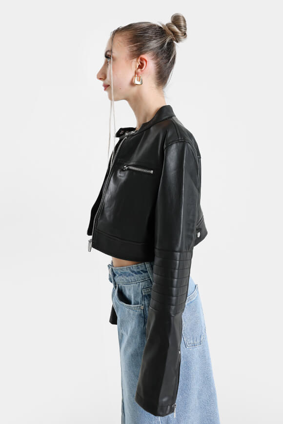Bild von Crop Kunstlederjacke