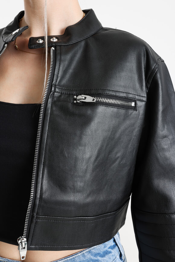 Bild von Crop Kunstlederjacke