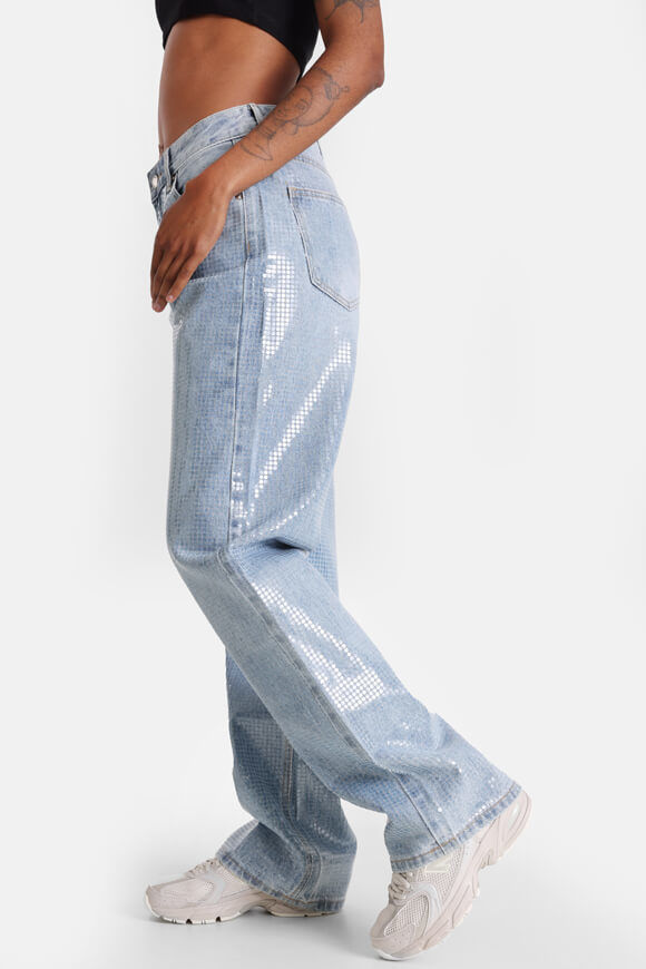 Bild von Wide Leg Jeans in Glanz-Optik