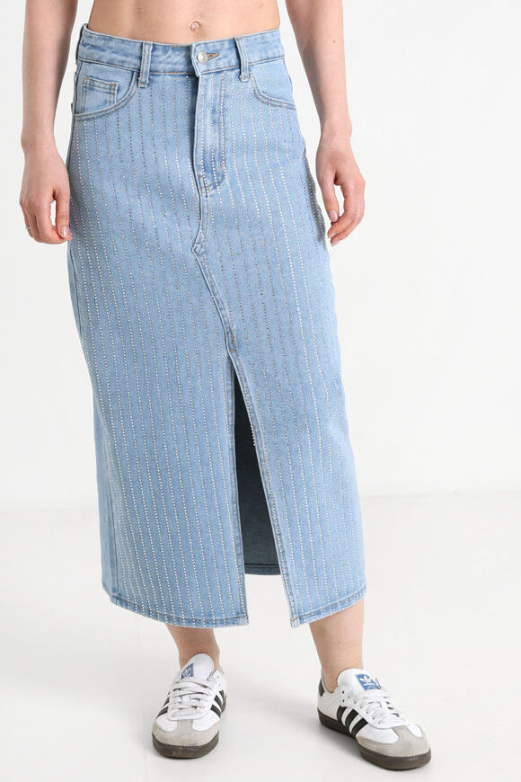 Image sur Jupe midi en jean avec strass