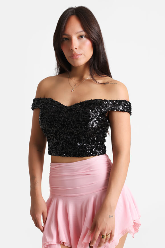 Image sur Top court off shoulder à paillettes