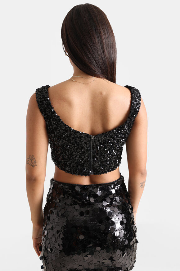 Image sur Top court off shoulder à paillettes