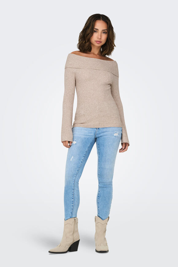 Bild von Jayden Gerippter Off Shoulder Strickpullover