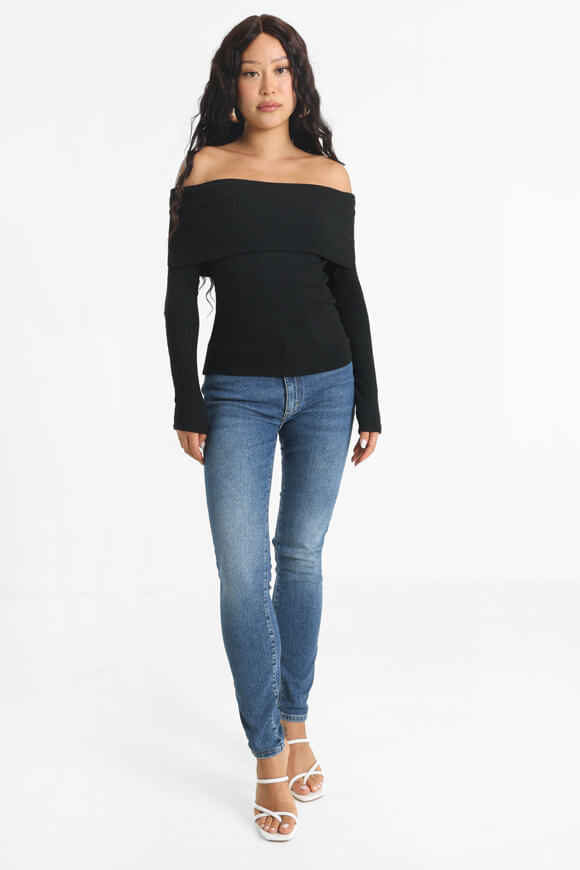 Bild von Emma Geripptes Off Shoulder Langarmshirt