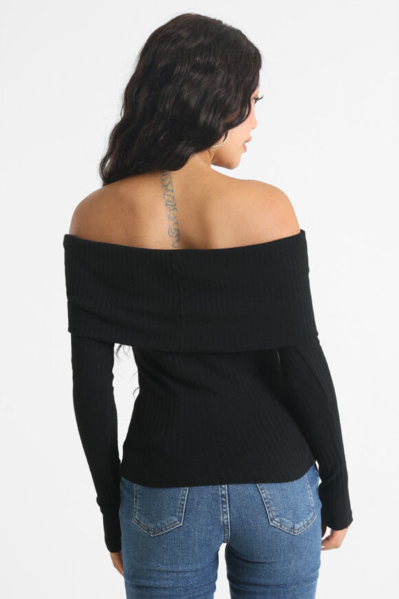 Bild von Emma Geripptes Off Shoulder Langarmshirt