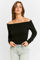 Image de Pull court off shoulder en tricot côtelé