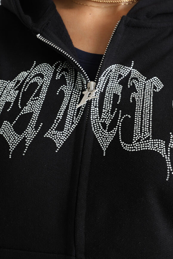 Image sur Ribcage Rhinestone sweat ample zippé à capuchon