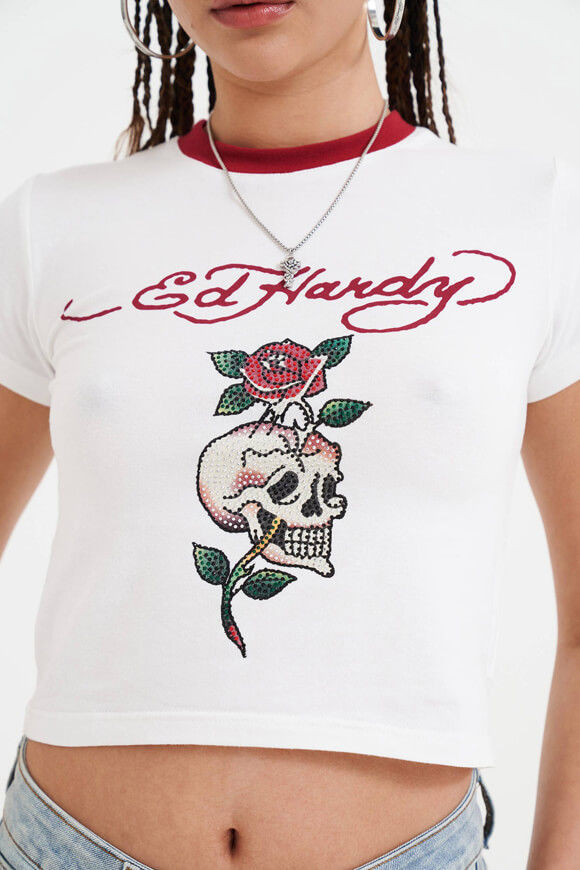 Image sur Skull Rose Crop T-Shirt