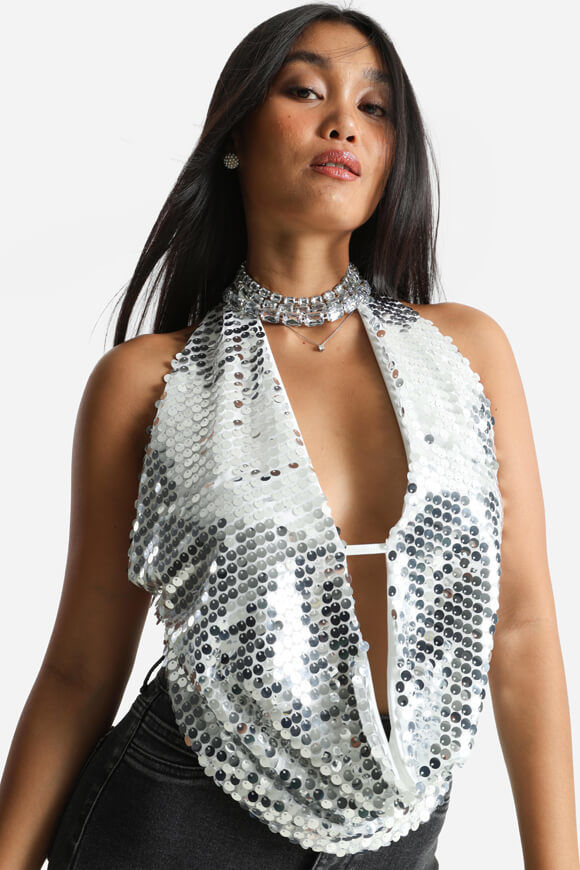 Image sur Pailletten Neckholder Top