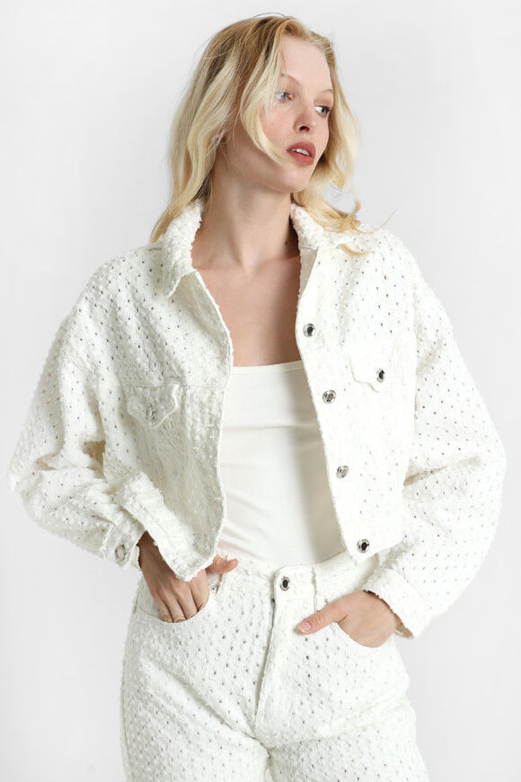 Image sur Jeansjacke mit Lochmuster