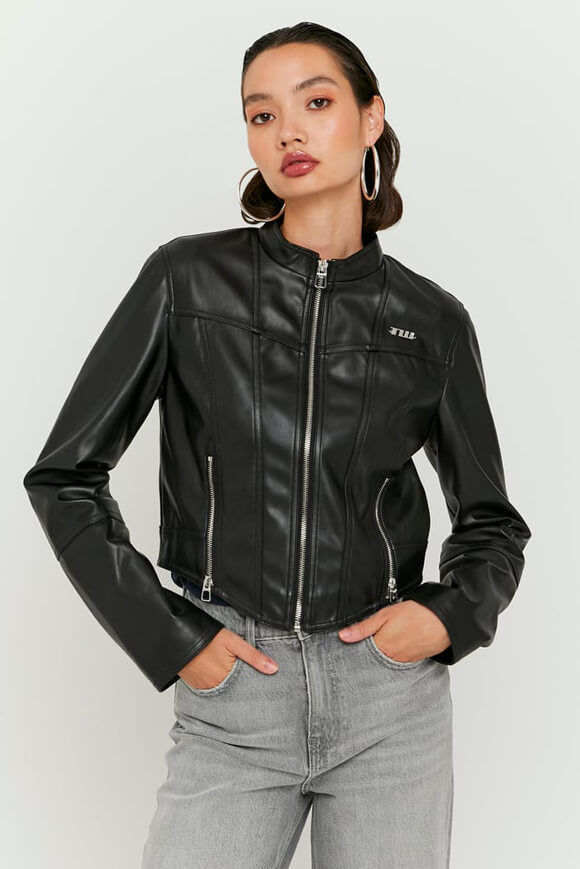 Image sur Crop Kunstleder Bikerjacke