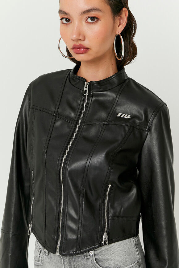 Image sur Crop Kunstleder Bikerjacke