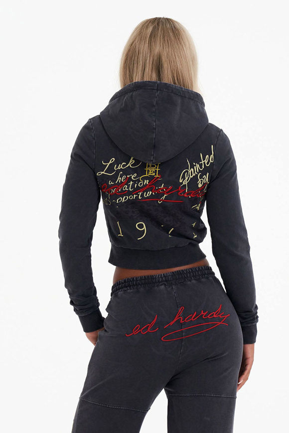 Bild von Crop Kapuzensweatjacke