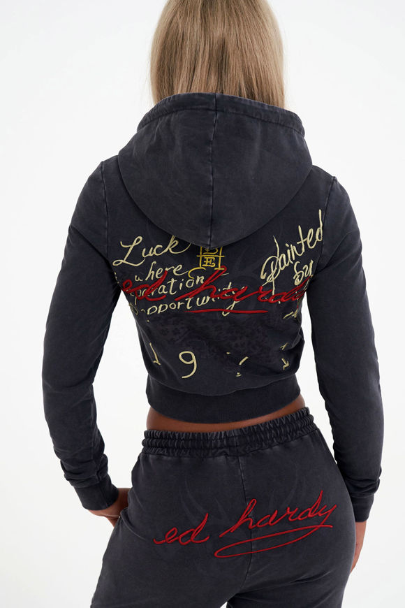 Bild von Crop Kapuzensweatjacke