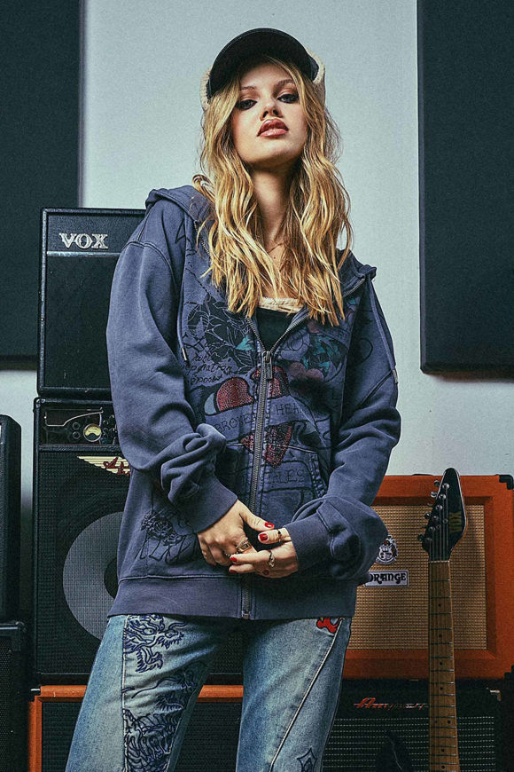 Bild von Oversize Kapuzensweatjacke