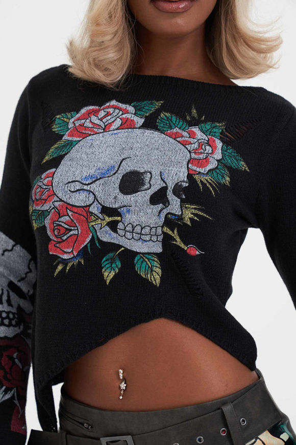 Bild von Skull and Roses Strickpullover