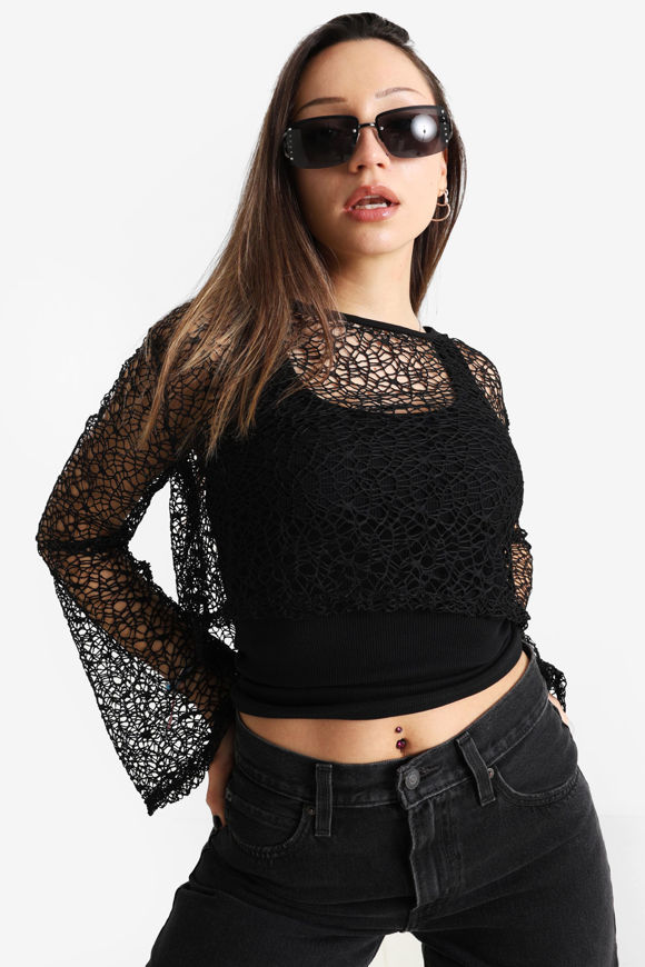 Image sur Celandine shirt court en filet manches longues