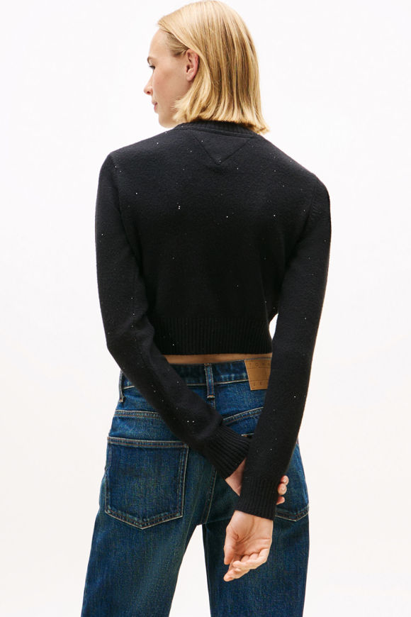 Image sur Pailletten Crop Strickpullover