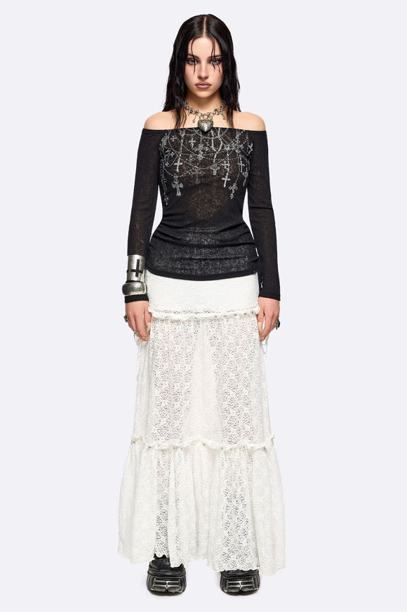 Image sur Rosary Off Shoulder Crop Langarmshirt