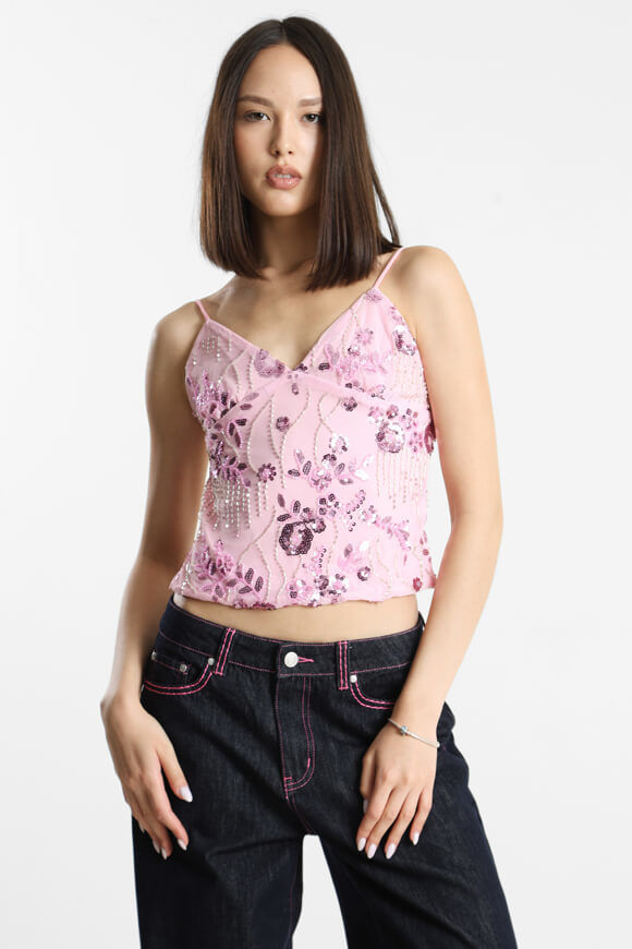 Image sur Pailletten Neckholder Crop Top