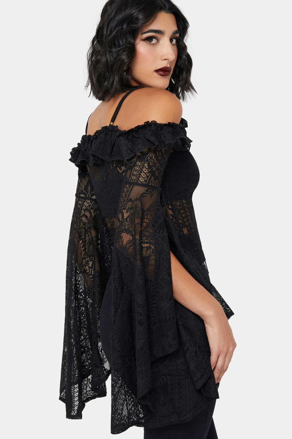 Bild von Spitzen Off Shoulder Langarmshirt