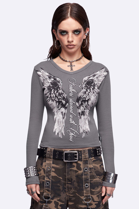 Image sur Feathers Stained shirt côtelé manches longues