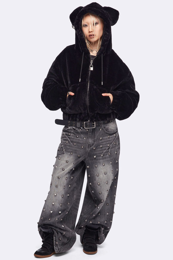 Image sur Cat Ear Oversize Kunstpelzjacke