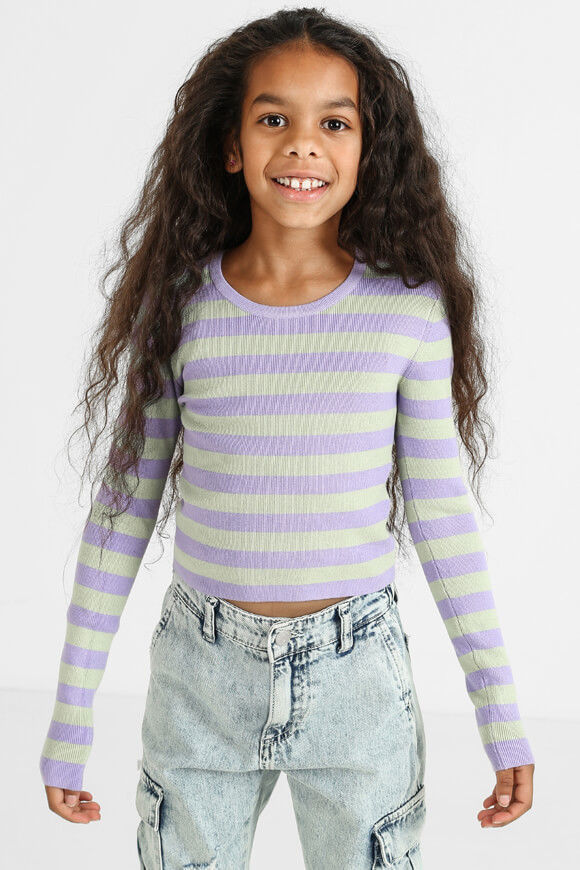 Bild von Gerippter Crop Strickpullover