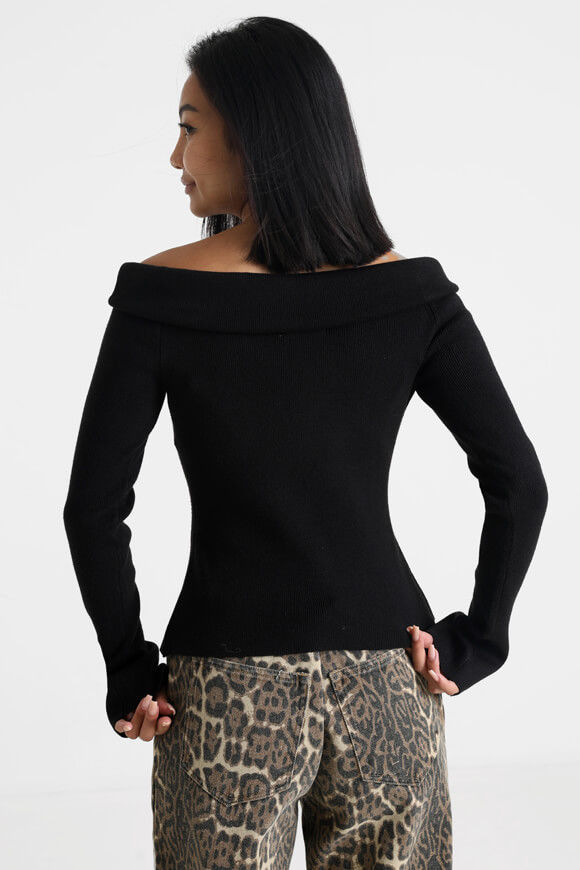 Bild von Gerippter Off Shoulder Strickpullover