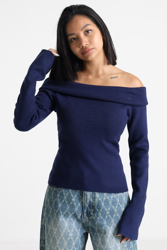 Bild von Gerippter Off Shoulder Strickpullover