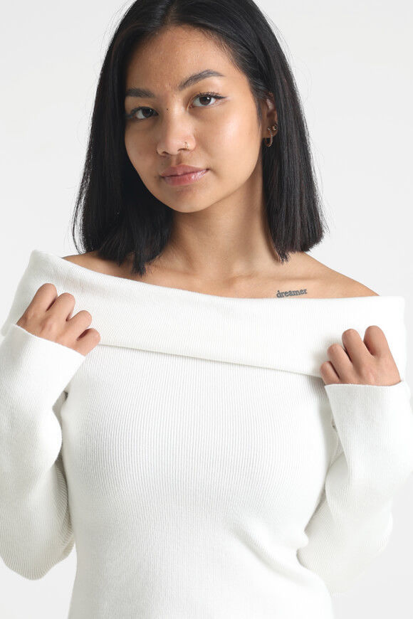 Bild von Gerippter Off Shoulder Strickpullover