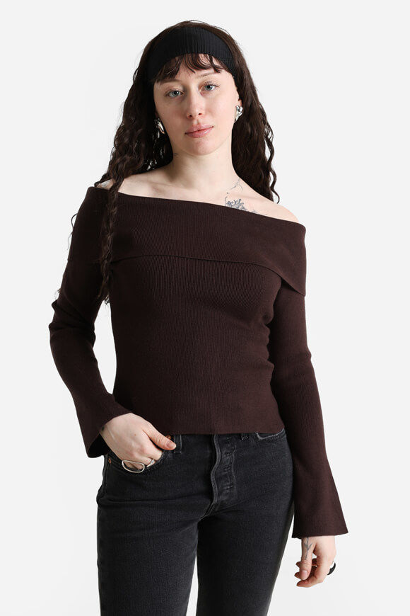 Bild von Gerippter Off Shoulder Strickpullover