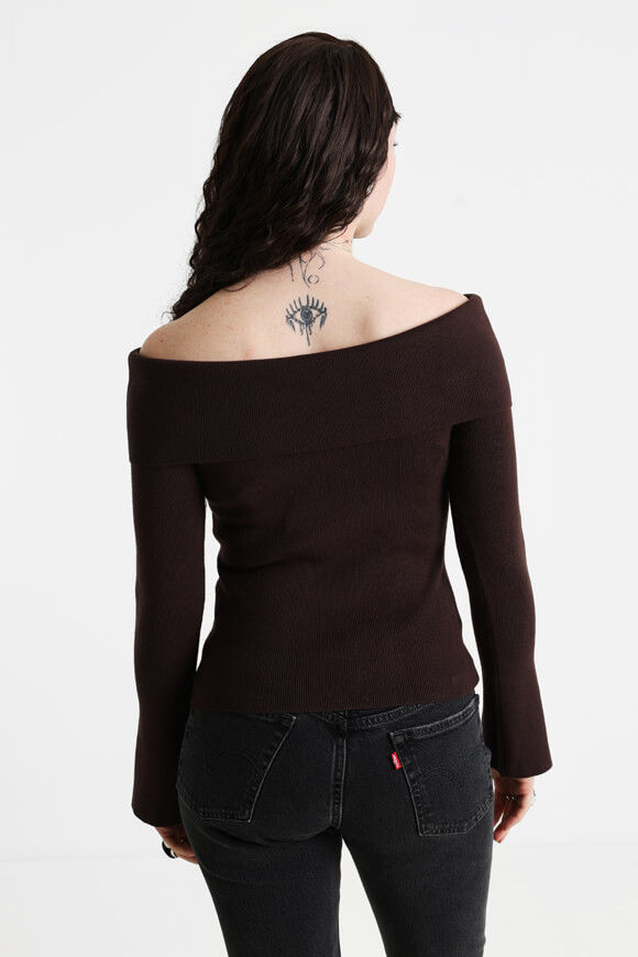 Bild von Gerippter Off Shoulder Strickpullover