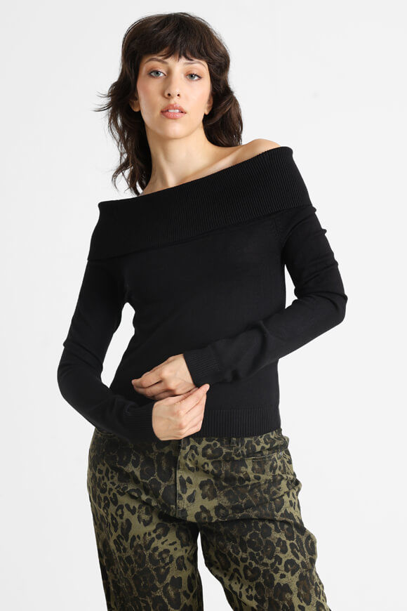 Image sur Pull court off shoulder en tricot fin