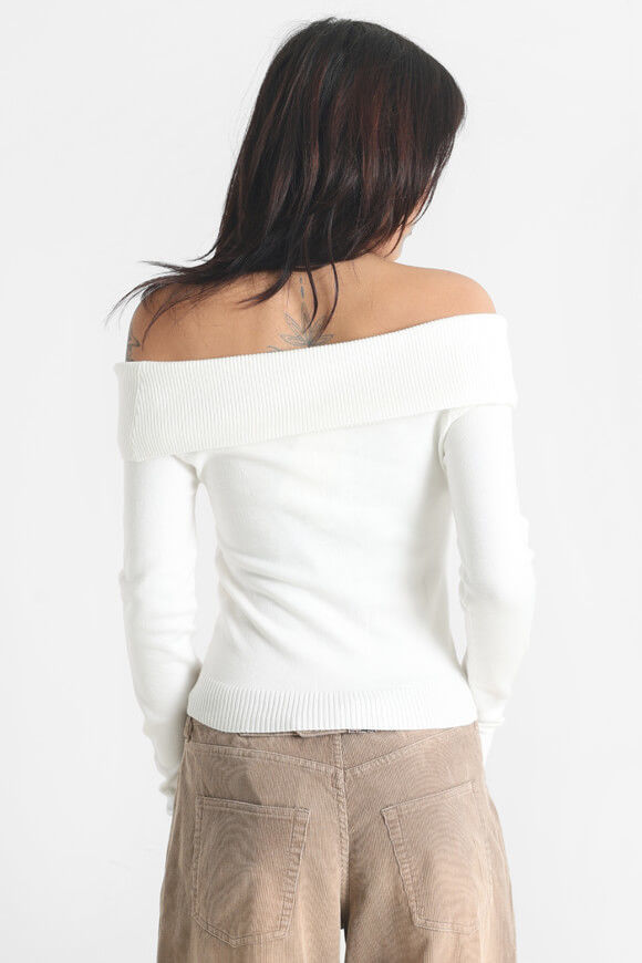 Bild von Crop Off Shoulder Feinstrickpullover