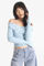 Bild von Gerippter Crop Off Shoulder Strickpullover