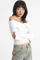 Bild von Gerippter Crop Off Shoulder Strickpullover